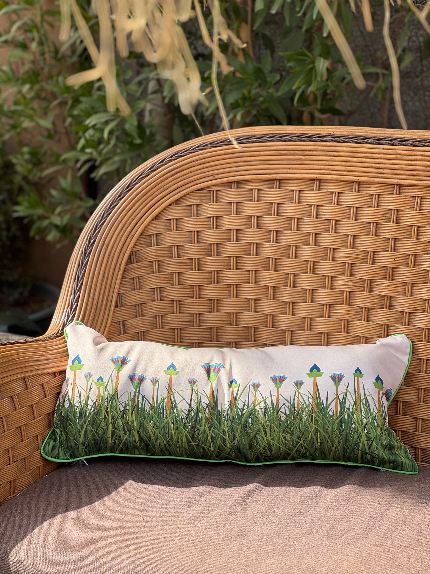 Ancient Egypt Green Lotus- Cushion Baguette