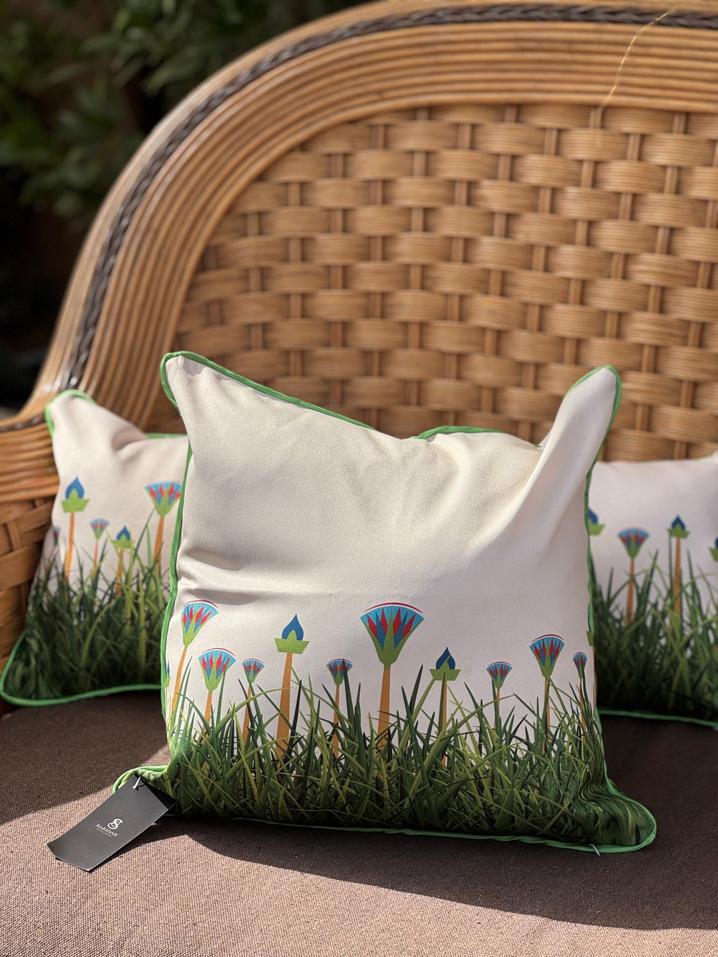 Ancient Egypt Green Lotus- Cushion