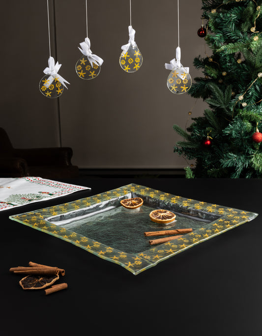 Recycled glass serving tray
