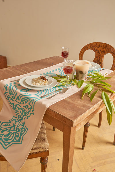 Neo Islamic runner - beige & mint