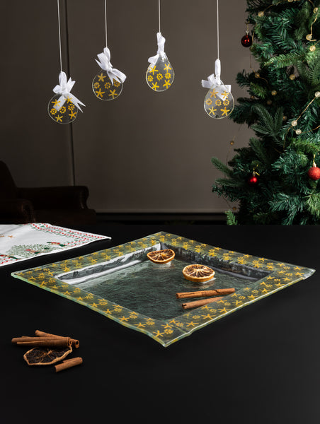 Recycled glass serving tray